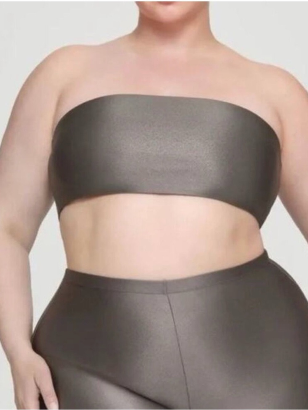 Skims Women's Shine Spandex Jersey Bandeau Gray‎ Chalk Size 4X